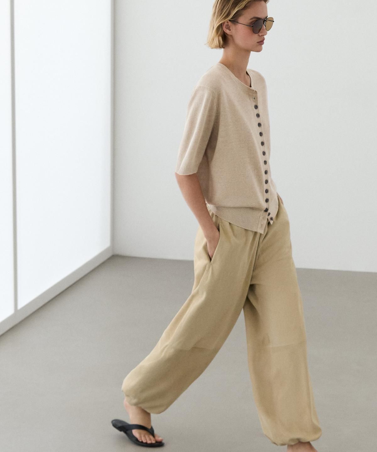 마시모두띠(MASSIMO DUTTI) 린넨 블렌드 반팔 가디건