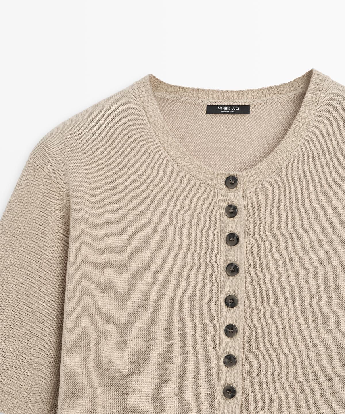 마시모두띠(MASSIMO DUTTI) 린넨 블렌드 반팔 가디건