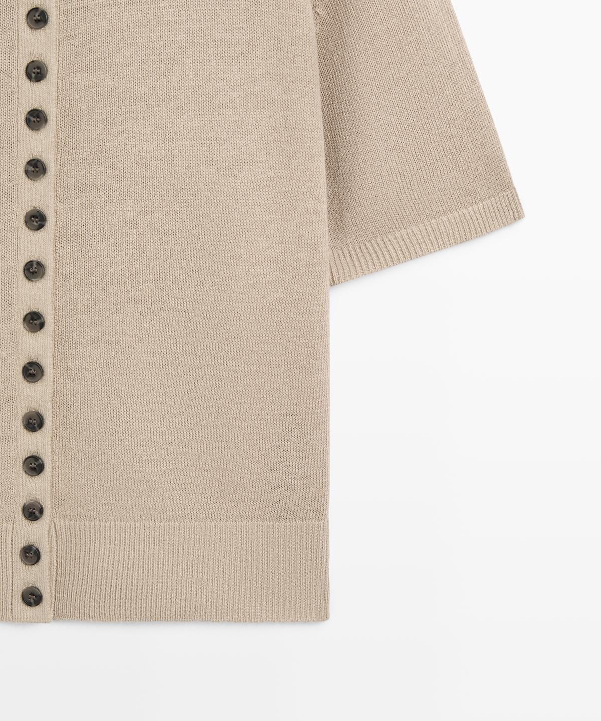 마시모두띠(MASSIMO DUTTI) 린넨 블렌드 반팔 가디건