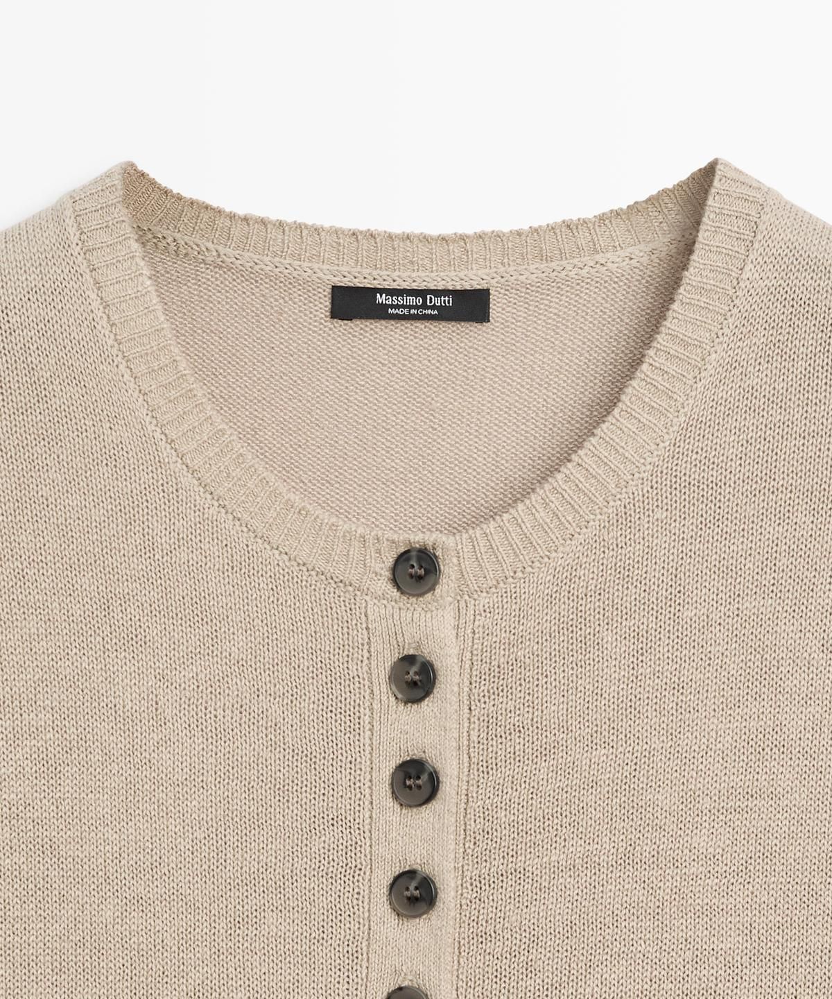 마시모두띠(MASSIMO DUTTI) 린넨 블렌드 반팔 가디건
