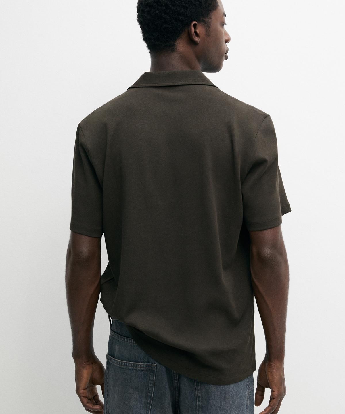 마시모두띠(MASSIMO DUTTI) 린넨 코튼 블렌드 반팔 셔츠