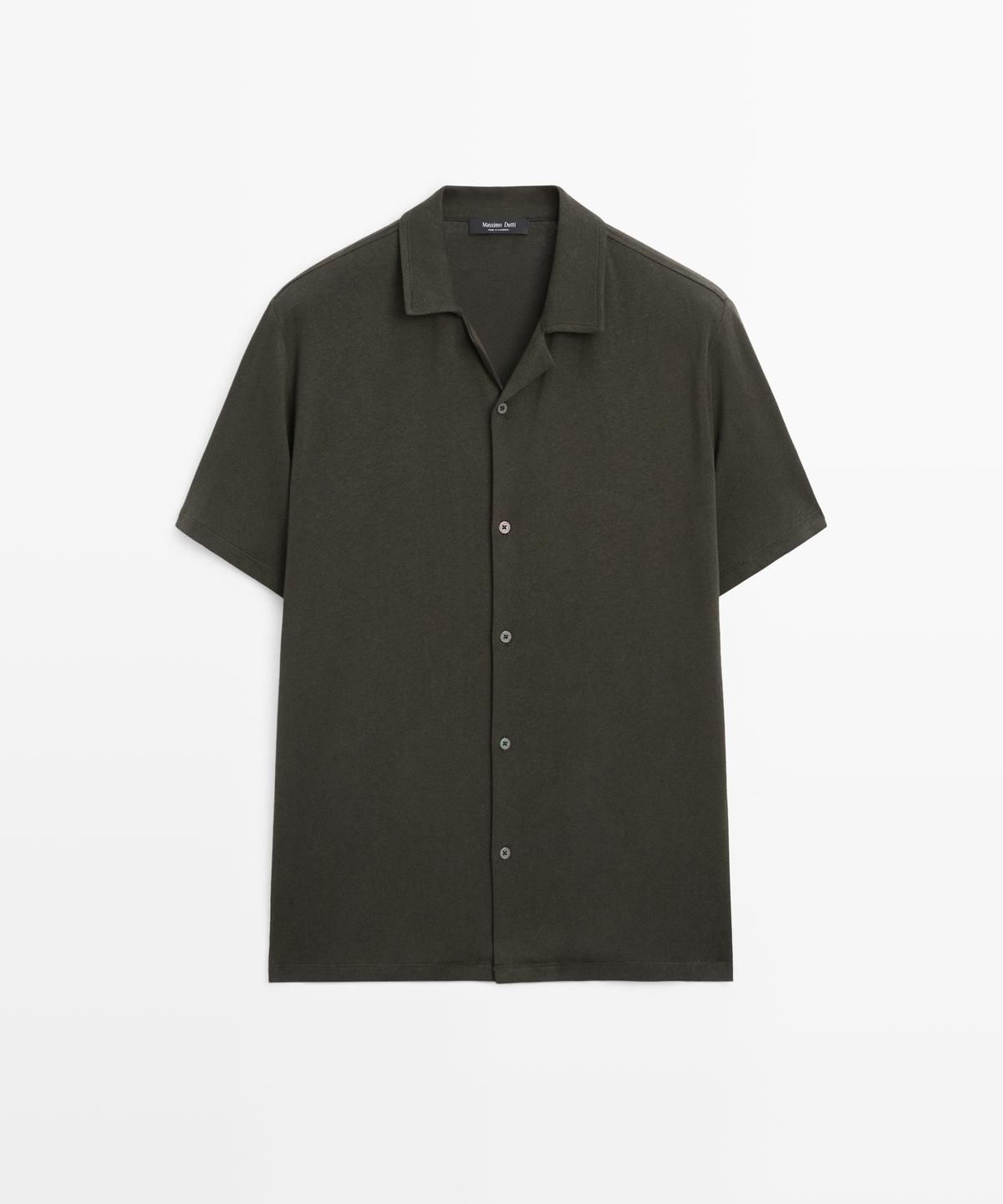 마시모두띠(MASSIMO DUTTI) 린넨 코튼 블렌드 반팔 셔츠