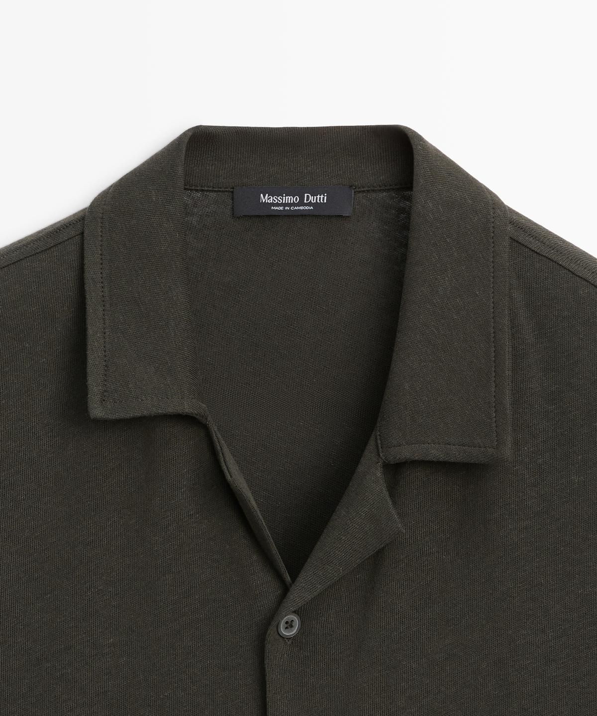 마시모두띠(MASSIMO DUTTI) 린넨 코튼 블렌드 반팔 셔츠