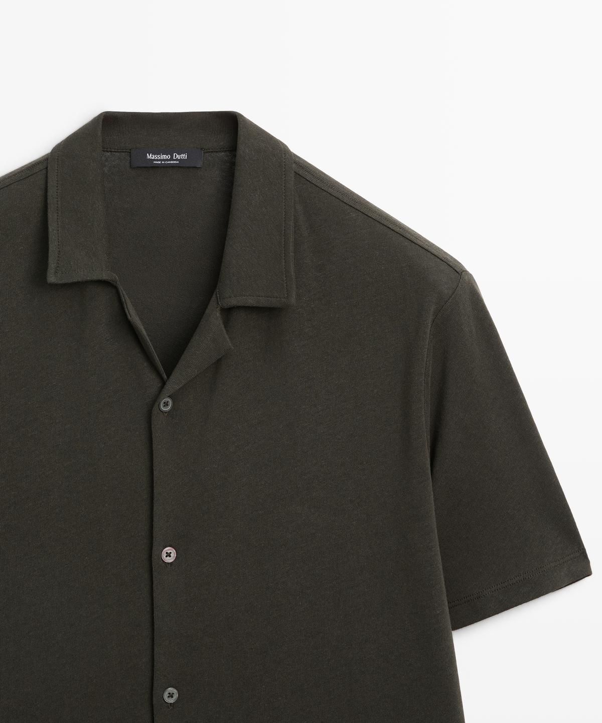 마시모두띠(MASSIMO DUTTI) 린넨 코튼 블렌드 반팔 셔츠