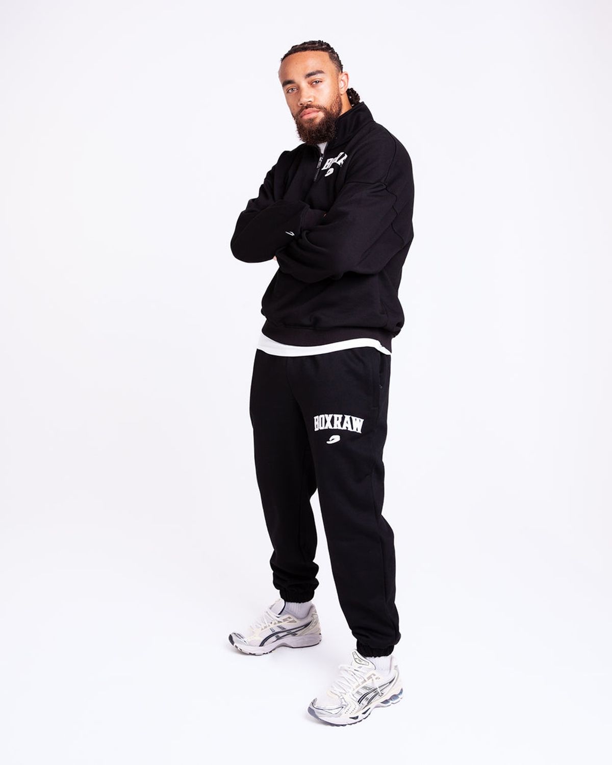 복스로(BOXRAW) 이스트 스트리트 1/4 집업 스웻셔츠 - 남성 M BXRW-U-ESQZ [블랙]