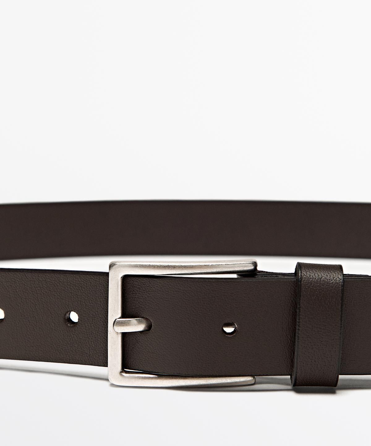 마시모두띠(MASSIMO DUTTI) 렉탱귤러 버클 디테일 나파 레더 벨트