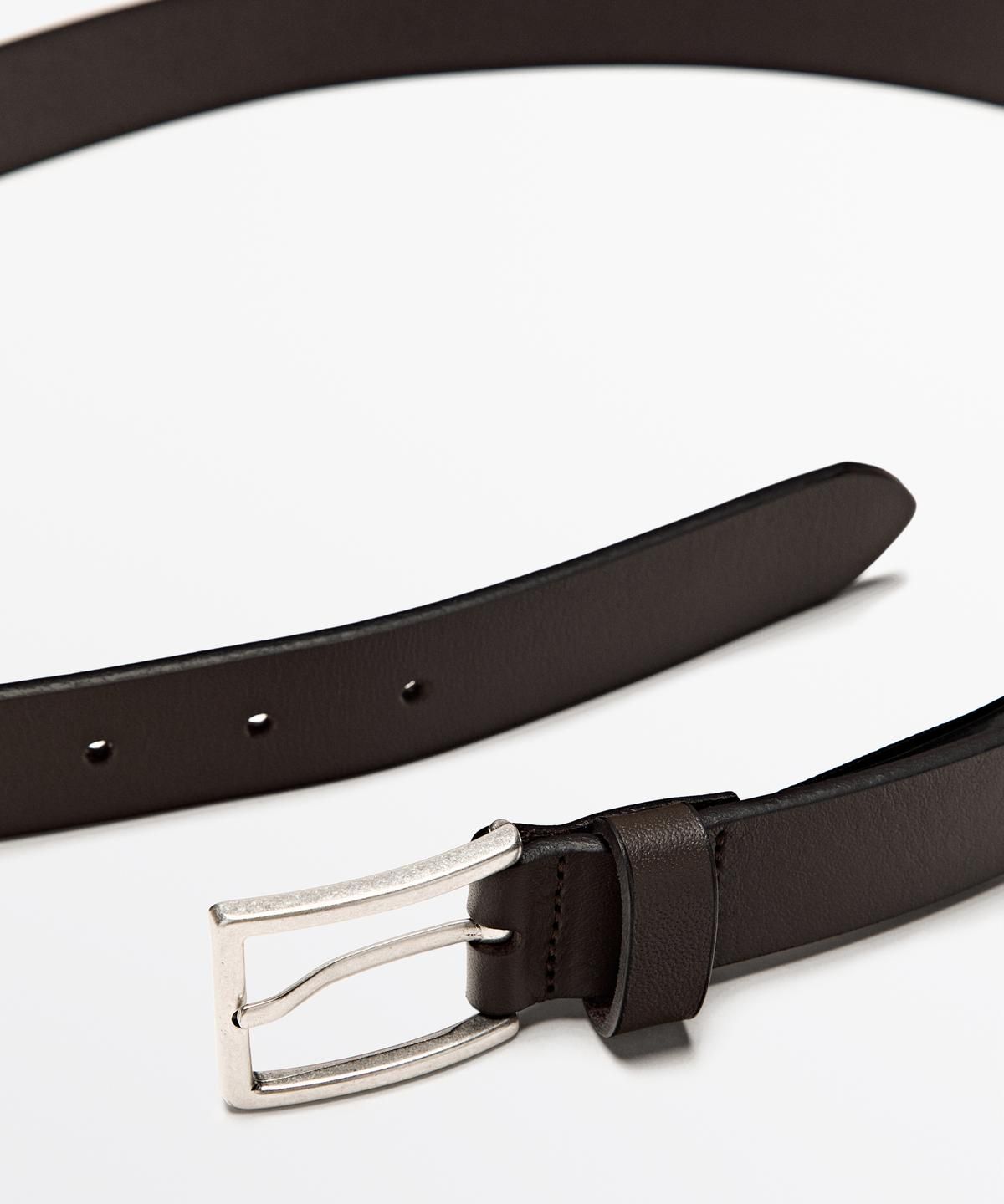 마시모두띠(MASSIMO DUTTI) 렉탱귤러 버클 디테일 나파 레더 벨트