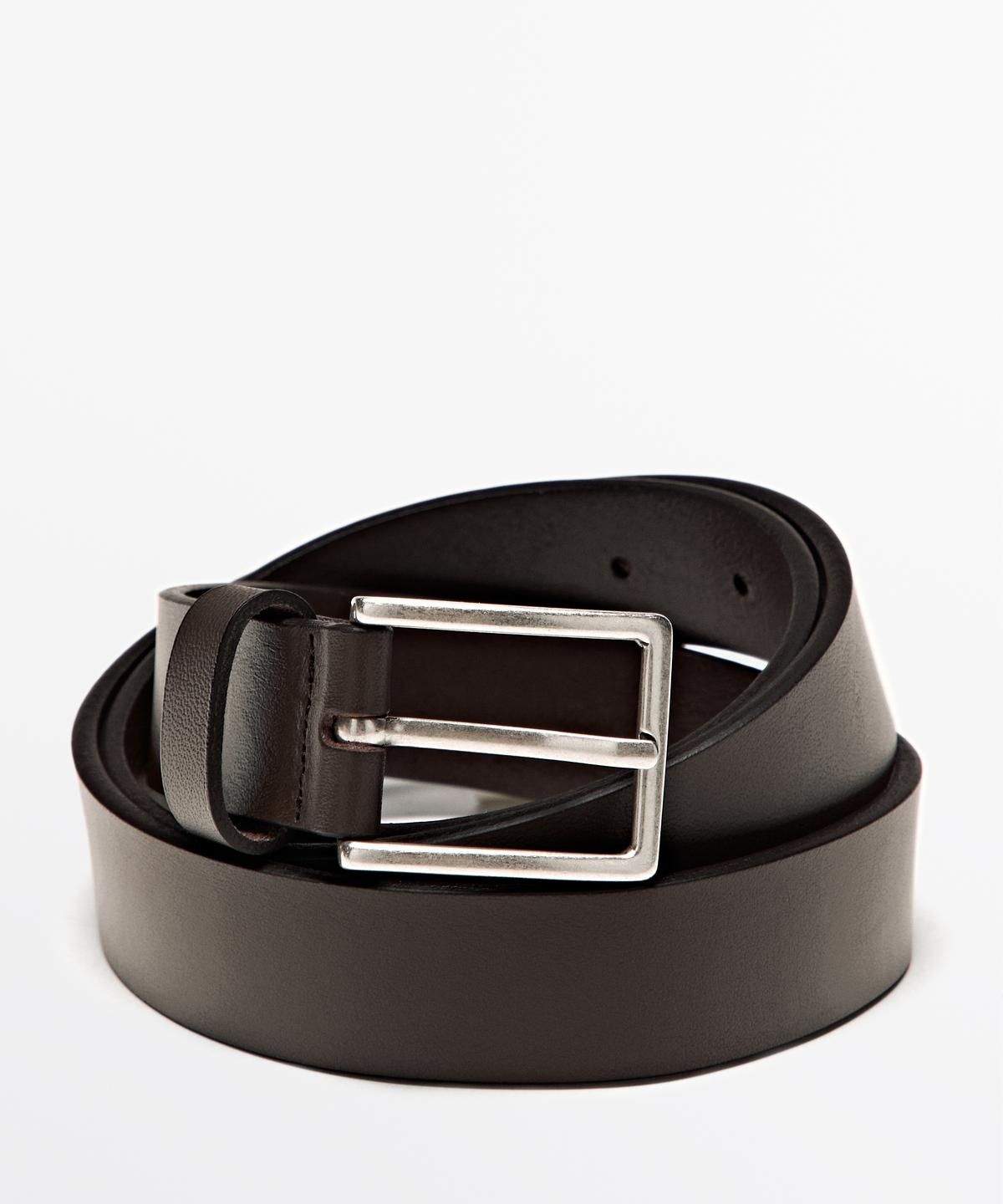 마시모두띠(MASSIMO DUTTI) 렉탱귤러 버클 디테일 나파 레더 벨트