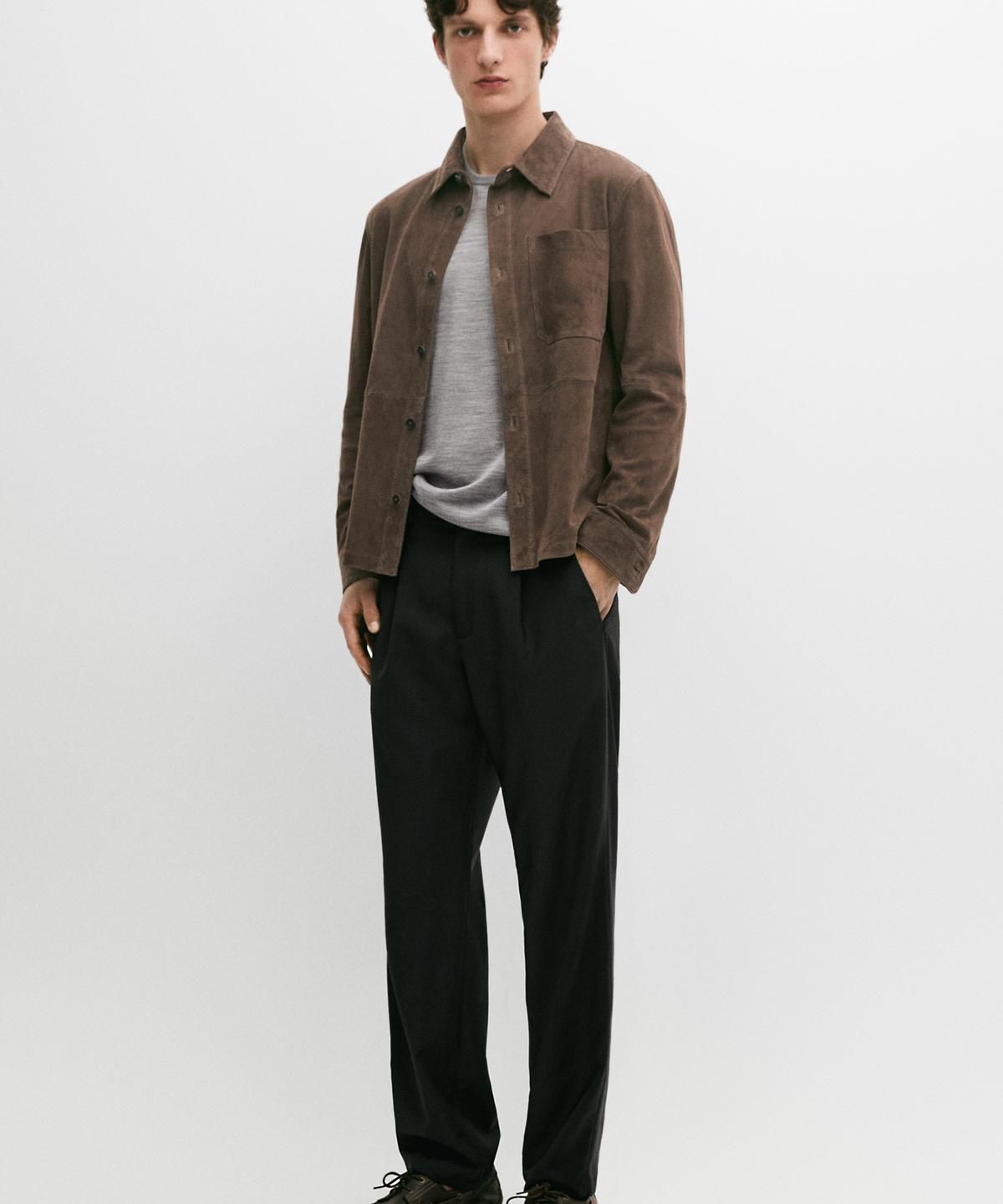 마시모두띠(MASSIMO DUTTI) 릴랙스 핏 핀턱 쿨 울 팬츠