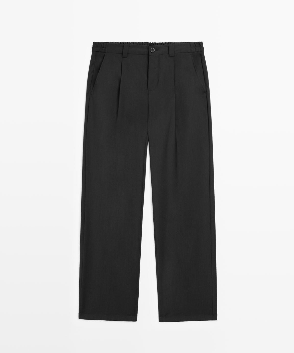 마시모두띠(MASSIMO DUTTI) 릴랙스 핏 핀턱 쿨 울 팬츠