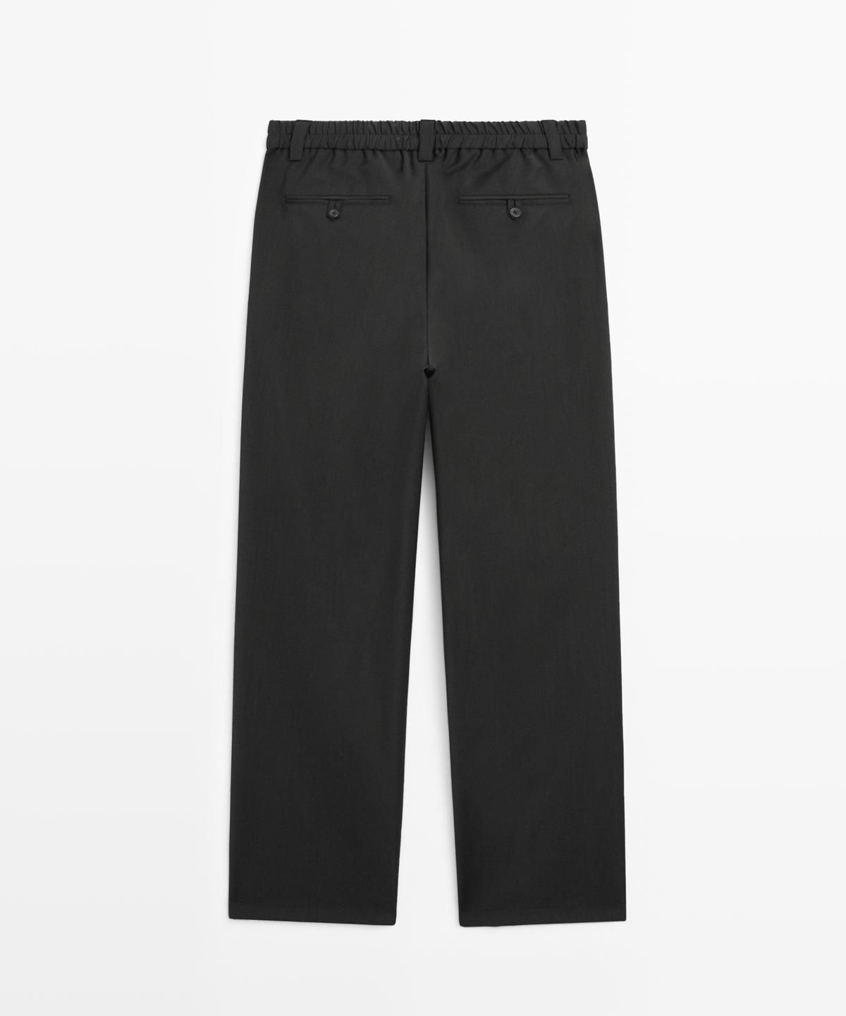 마시모두띠(MASSIMO DUTTI) 릴랙스 핏 핀턱 쿨 울 팬츠