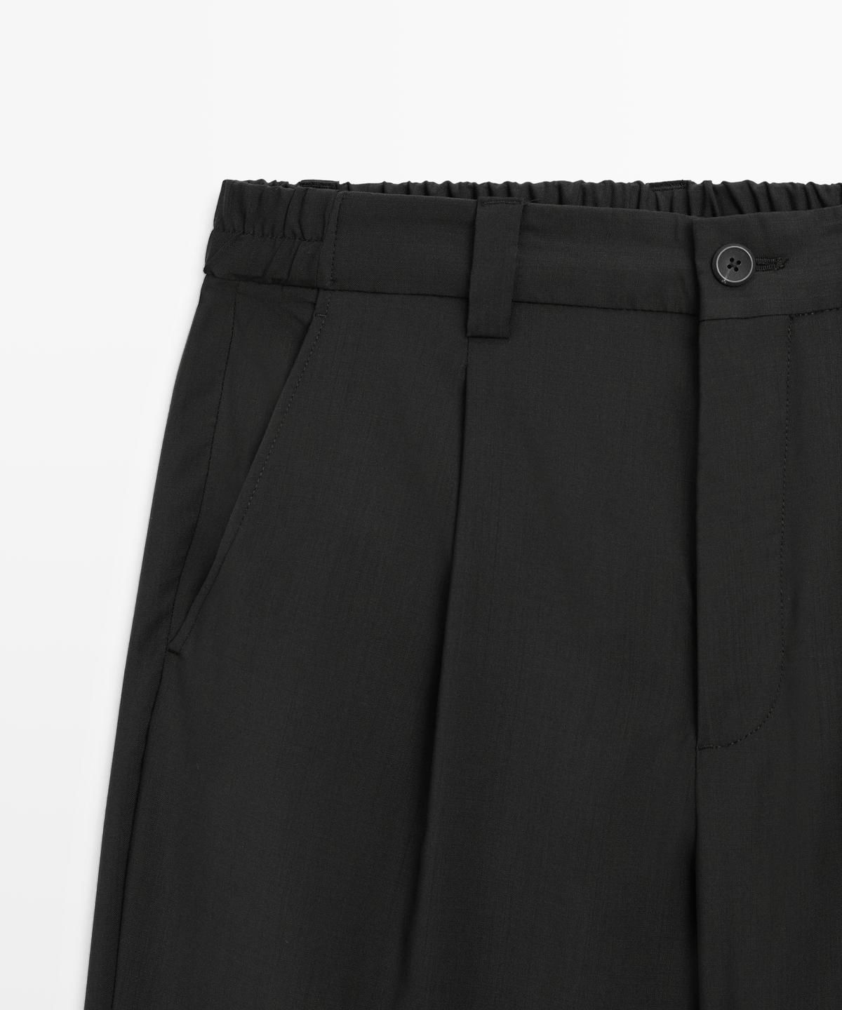 마시모두띠(MASSIMO DUTTI) 릴랙스 핏 핀턱 쿨 울 팬츠