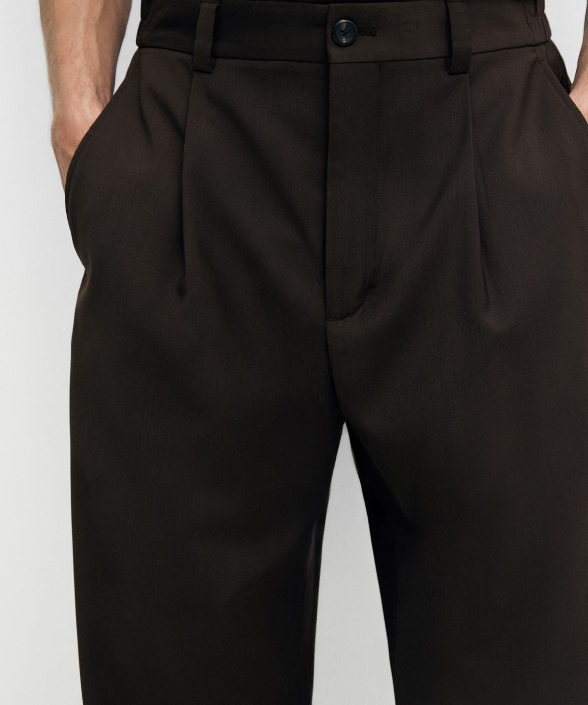 마시모두띠(MASSIMO DUTTI) 릴랙스 핏 핀턱 쿨 울 팬츠