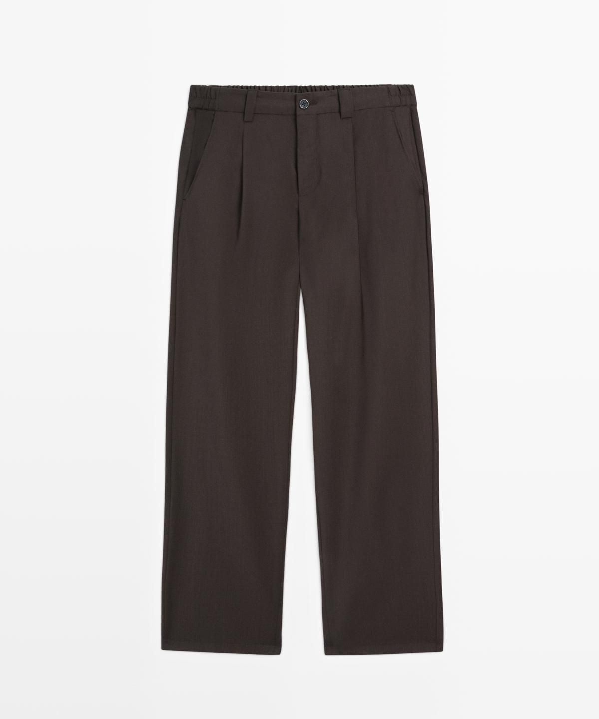 마시모두띠(MASSIMO DUTTI) 릴랙스 핏 핀턱 쿨 울 팬츠