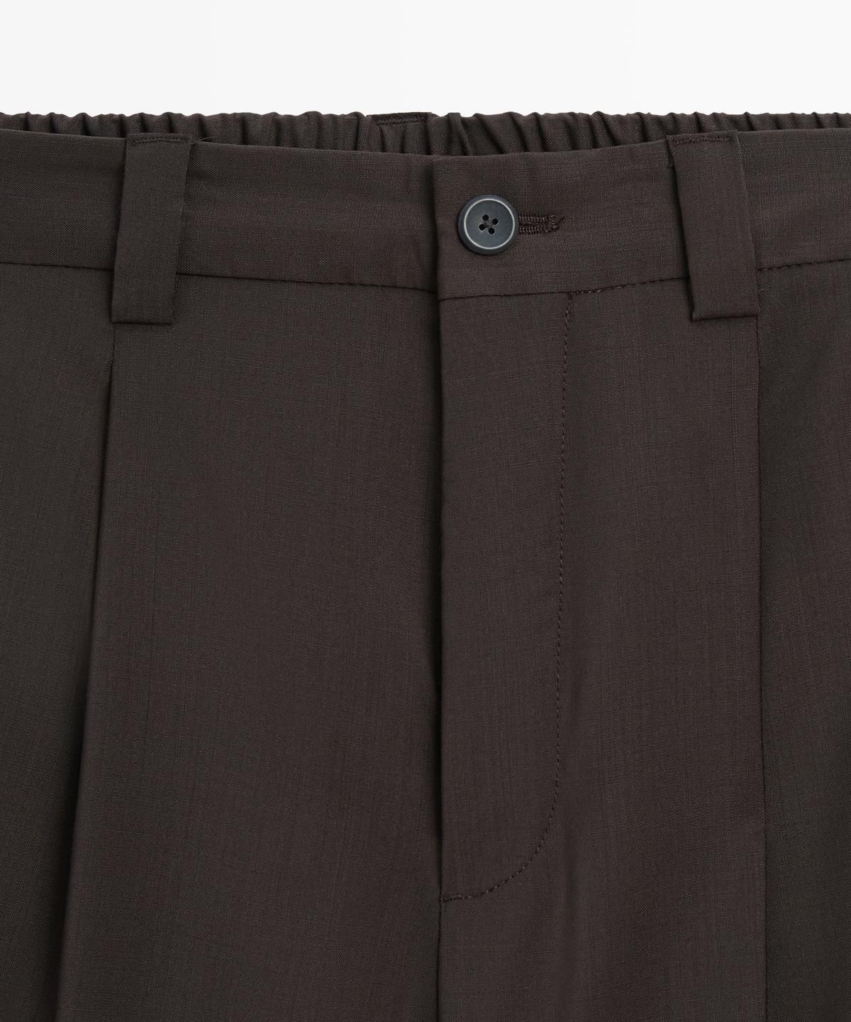 마시모두띠(MASSIMO DUTTI) 릴랙스 핏 핀턱 쿨 울 팬츠