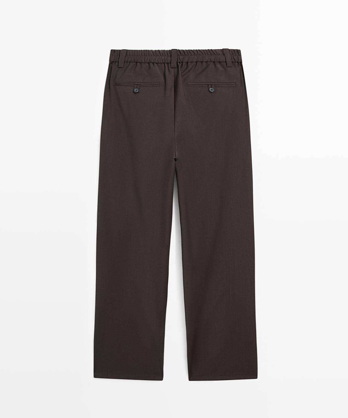 마시모두띠(MASSIMO DUTTI) 릴랙스 핏 핀턱 쿨 울 팬츠
