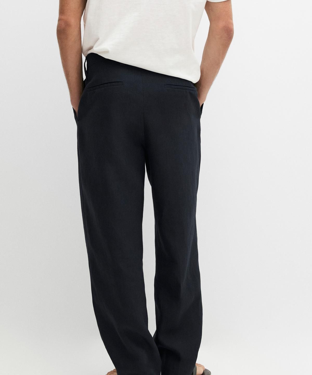 마시모두띠(MASSIMO DUTTI) 100% 린넨 핀턱 디테일 팬츠