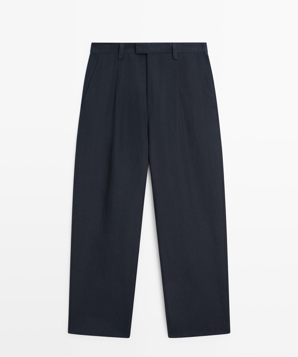 마시모두띠(MASSIMO DUTTI) 100% 린넨 핀턱 디테일 팬츠
