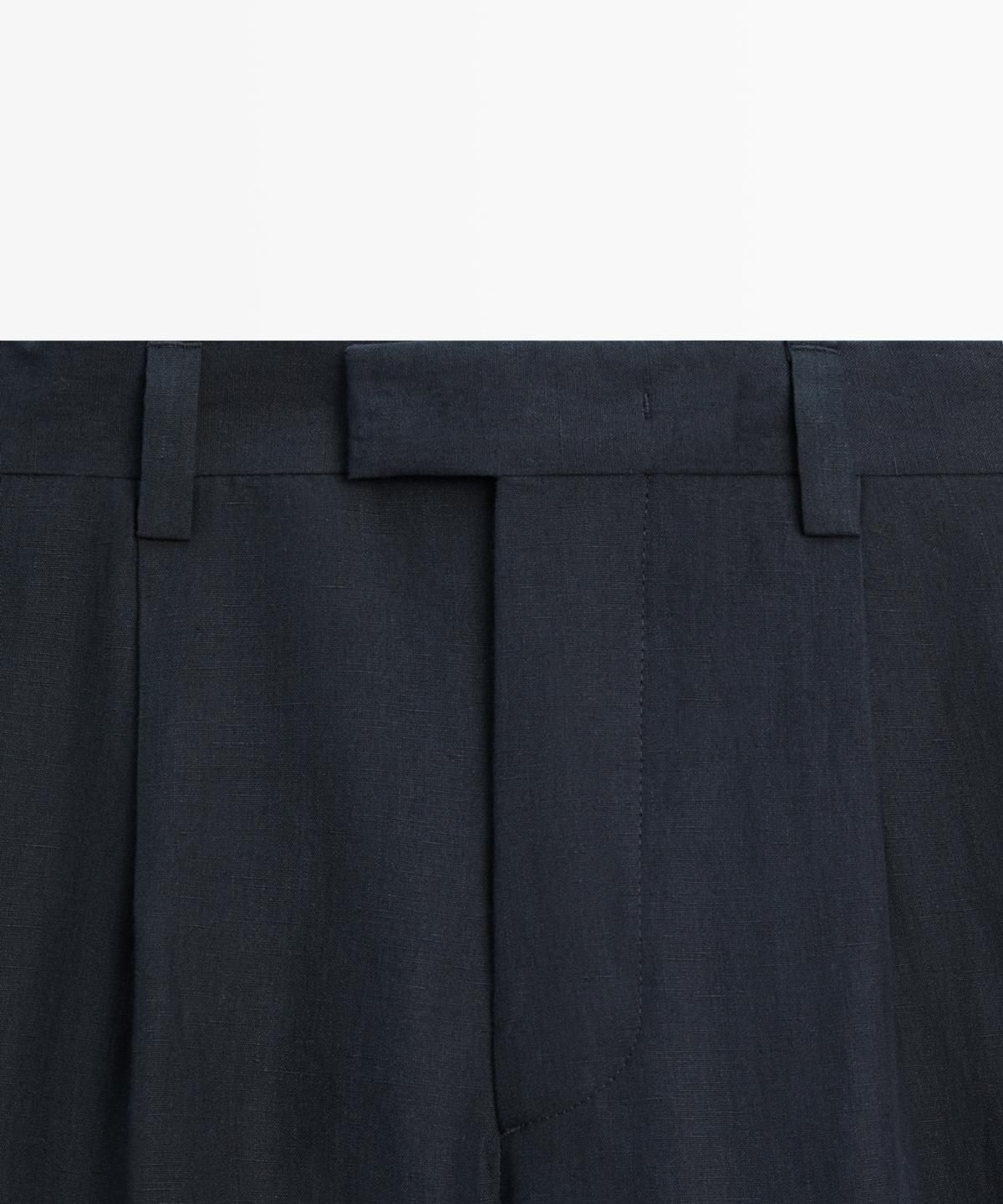마시모두띠(MASSIMO DUTTI) 100% 린넨 핀턱 디테일 팬츠