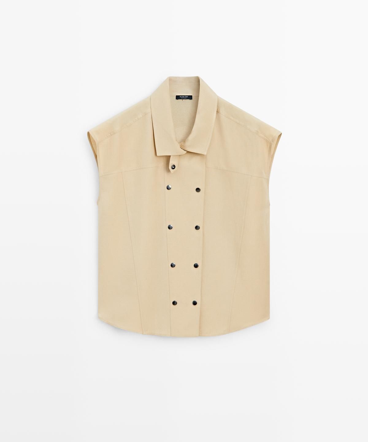 마시모두띠(MASSIMO DUTTI) 스냅 버튼 반팔 셔츠