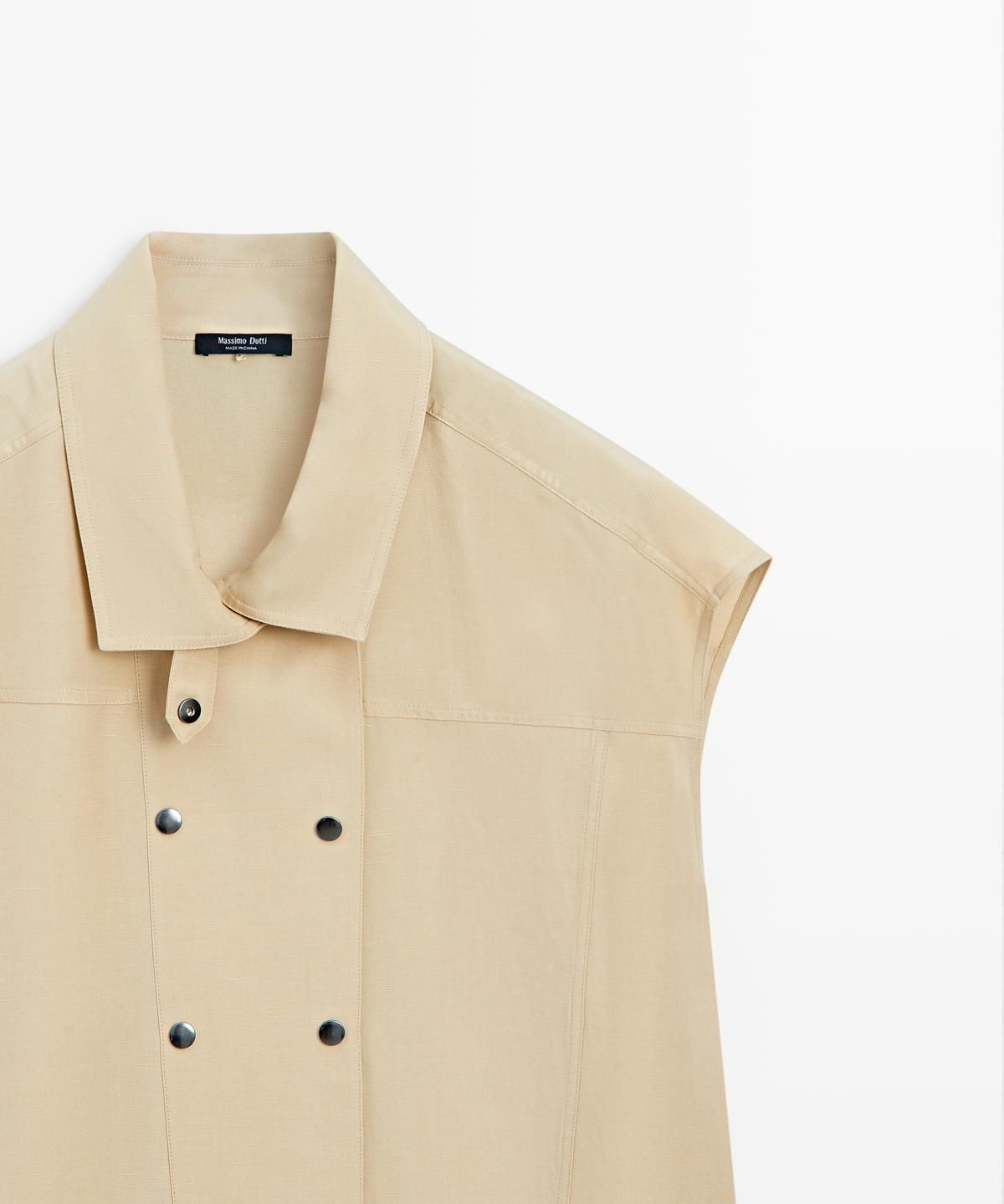 마시모두띠(MASSIMO DUTTI) 스냅 버튼 반팔 셔츠