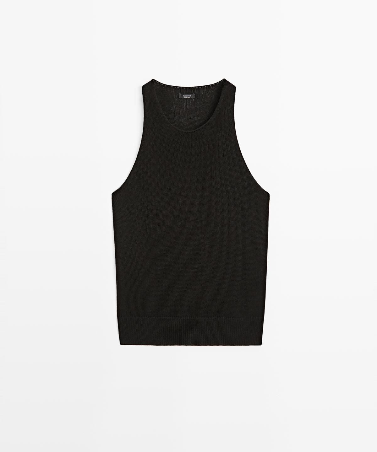 마시모두띠(MASSIMO DUTTI) 슬리브리스 홀터넥 니트 탑