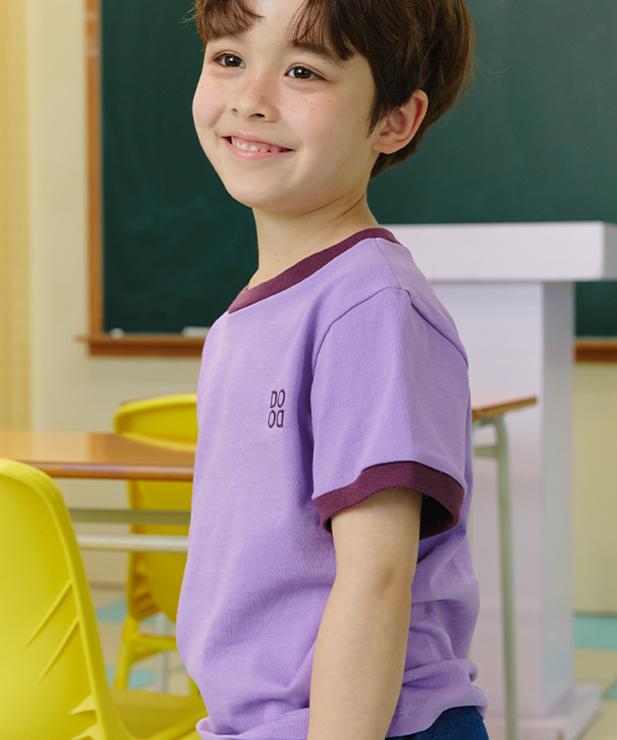 라메종드도도(LA MAISON DE DODO) BASIC DODO Ringer T Shirt_Purple/Red beans_키즈반팔티