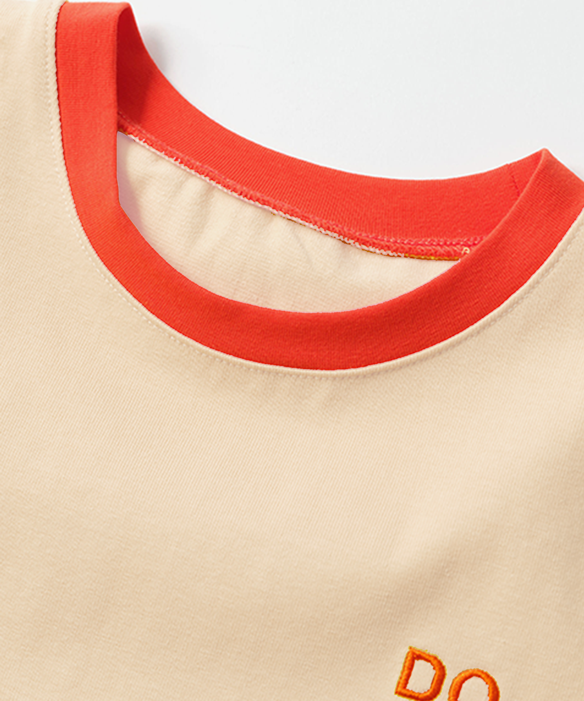 라메종드도도(LA MAISON DE DODO) BASIC DODO Ringer T Shirt_Moccasin/Orange_키즈반팔티