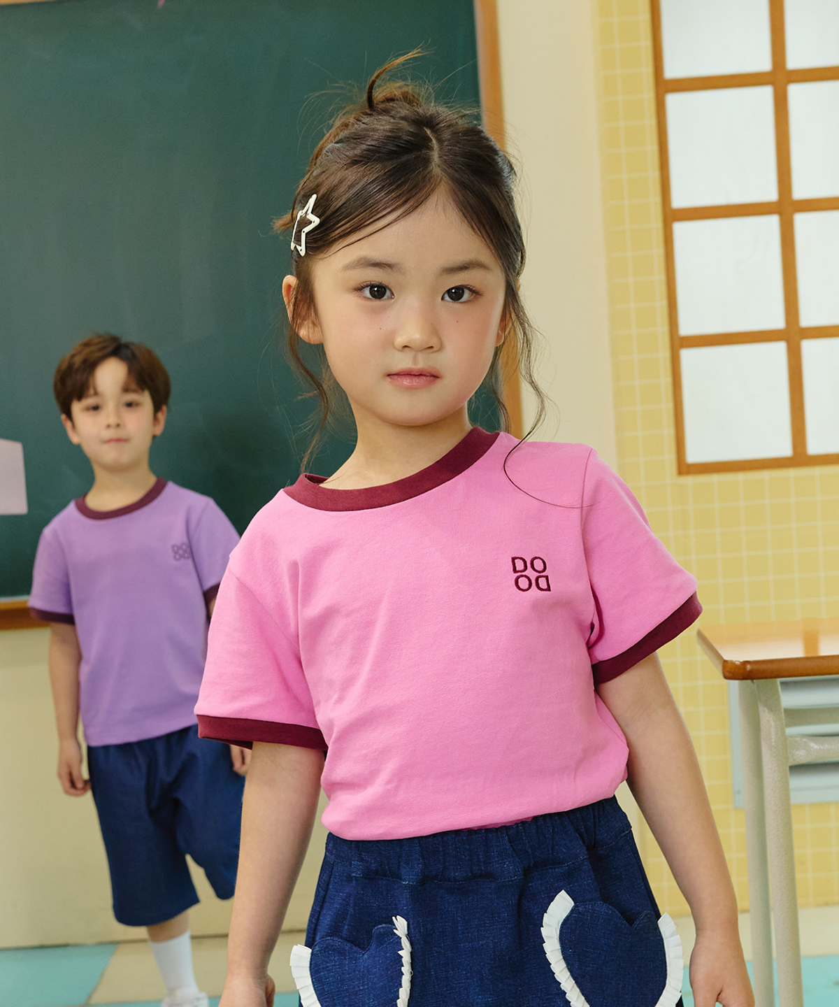라메종드도도(LA MAISON DE DODO) BASIC DODO Ringer T Shirt_Pink/Red beans_키즈반팔티