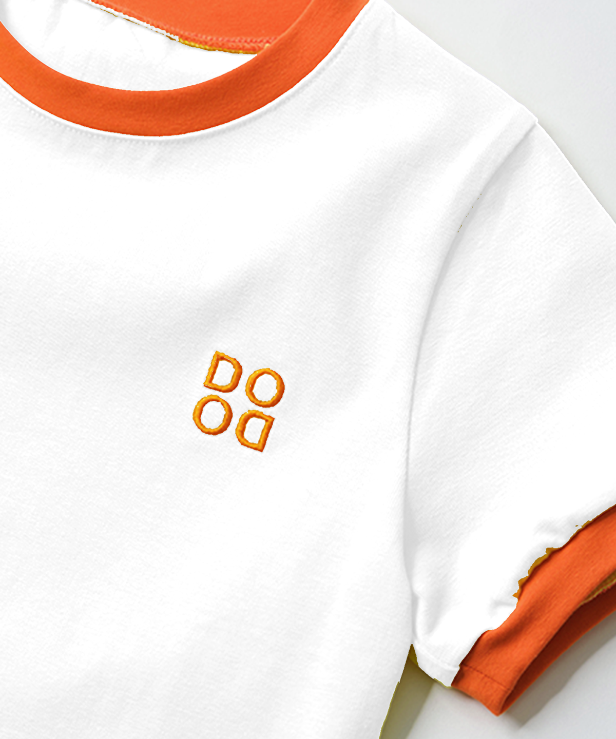 라메종드도도(LA MAISON DE DODO) BASIC DODO Ringer T Shirt_White/Orange_키즈반팔티
