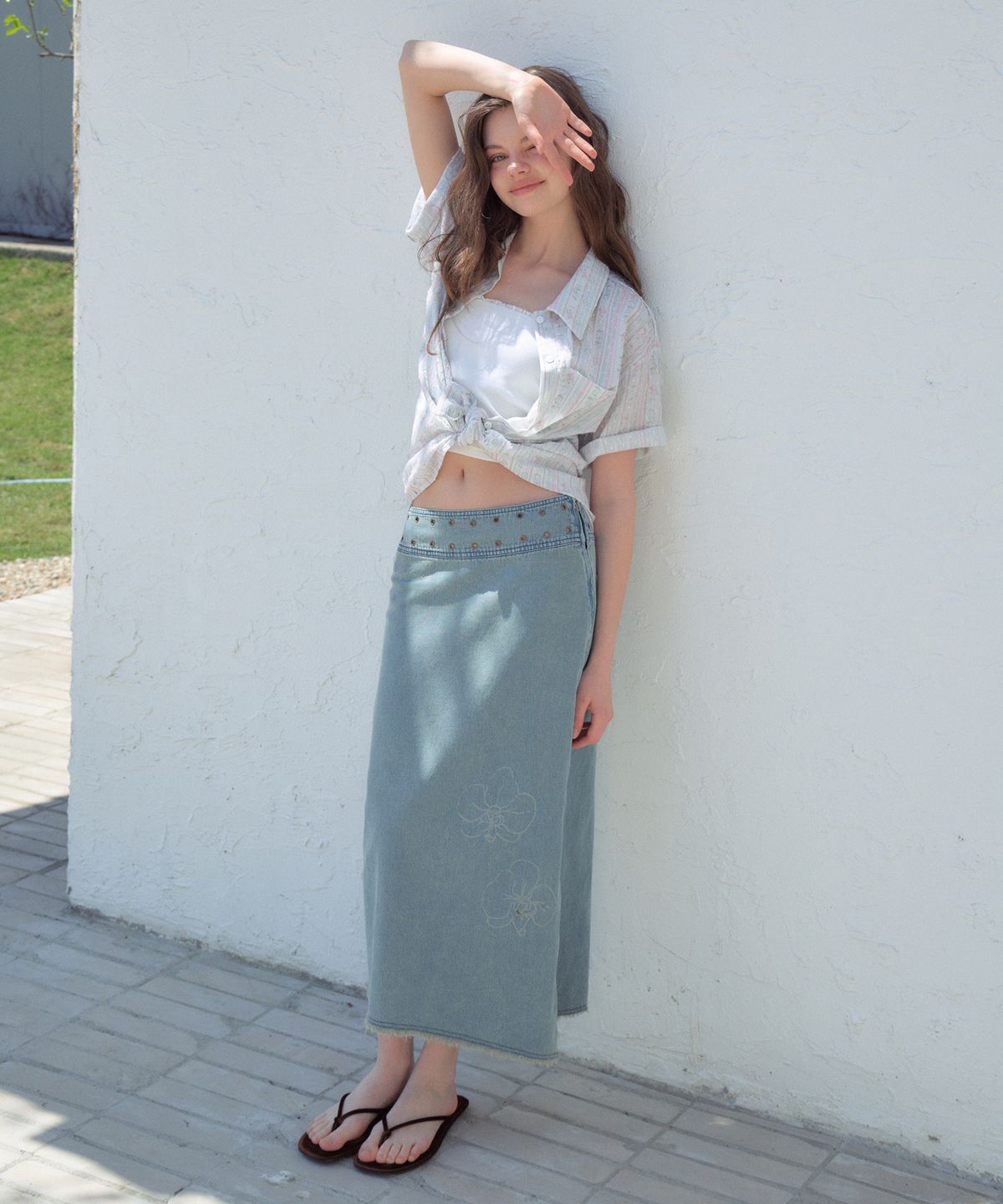 아우어노스텔지아(OURNOSTALGIA) Vintage Floral Half Shirt_Pink(OB6SH03)