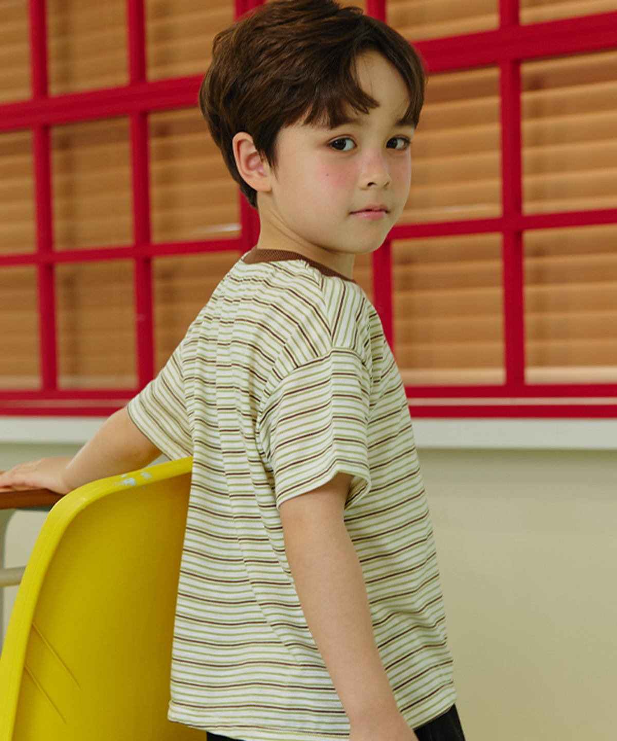 라메종드도도(LA MAISON DE DODO) BASIC DODO Stripe T Shirt_Brown/Mixed_키즈반팔티