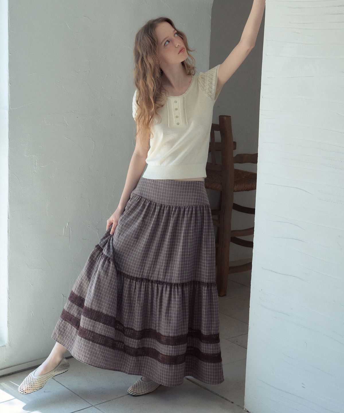 아우어노스텔지아(OURNOSTALGIA) Rielle Summer Wool Half Knit_Ivory(OC26KN25)