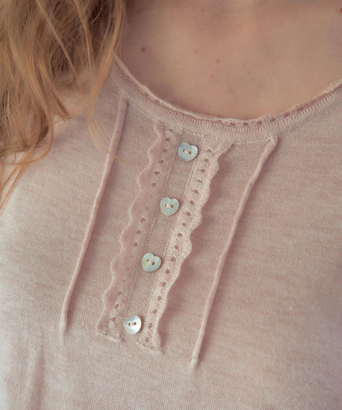 아우어노스텔지아(OURNOSTALGIA) Rielle Summer Wool Half Knit_Soft Pink(OC26KN25)
