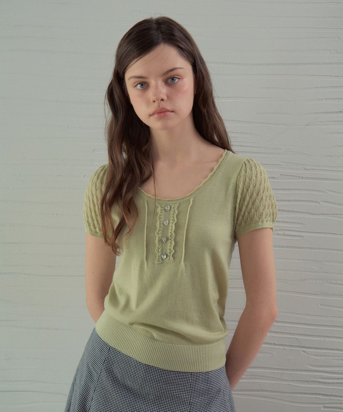 아우어노스텔지아(OURNOSTALGIA) Rielle Summer Wool Half Knit_Soft Mint(OC26KN25)