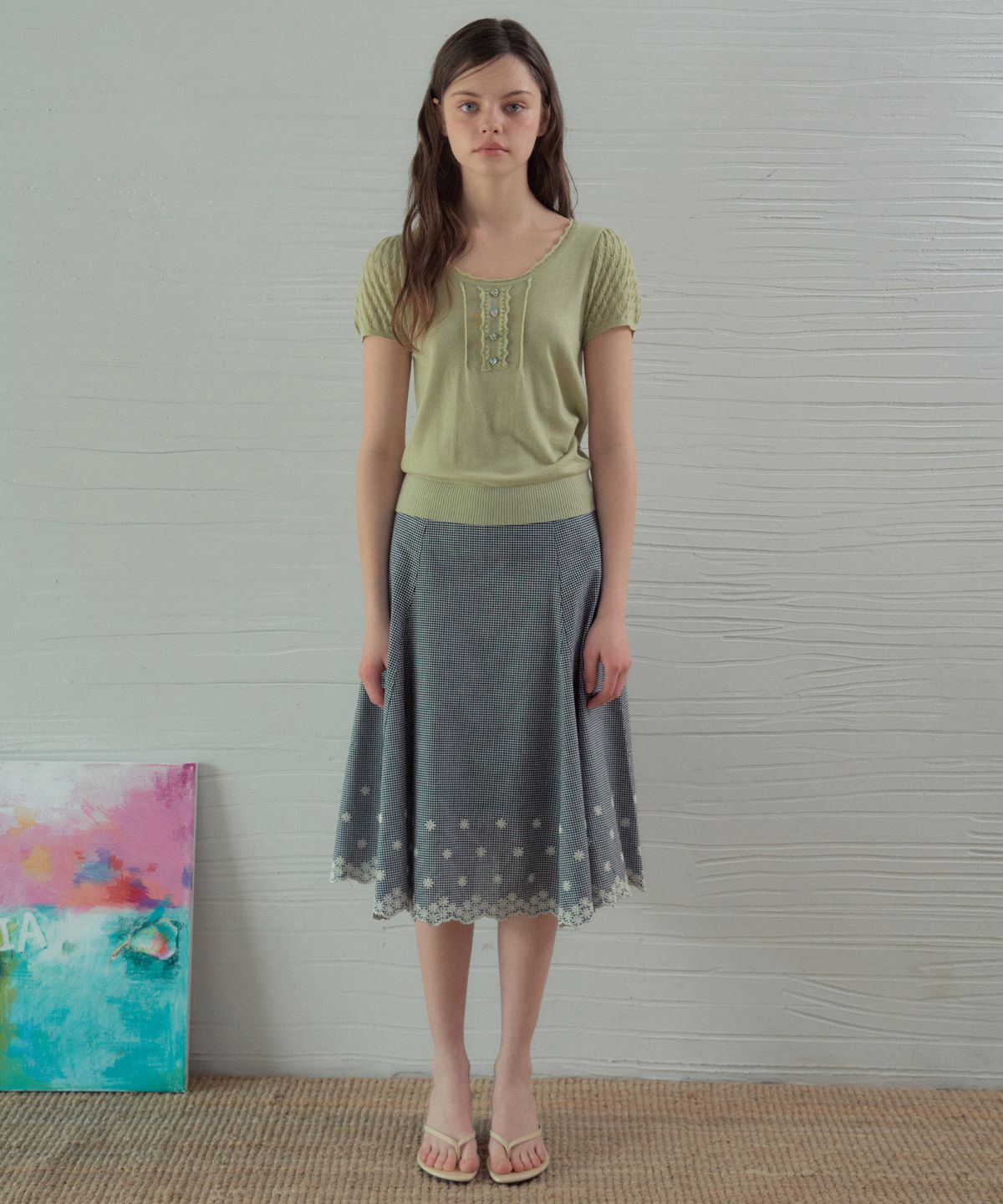 아우어노스텔지아(OURNOSTALGIA) Rielle Summer Wool Half Knit_Soft Mint(OC26KN25)