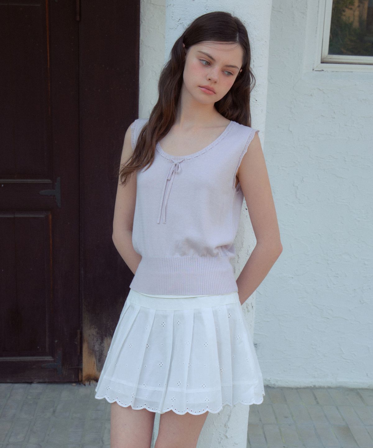 아우어노스텔지아(OURNOSTALGIA) Delia Sleeveless Knit_Soft Pink(OC26KN24)