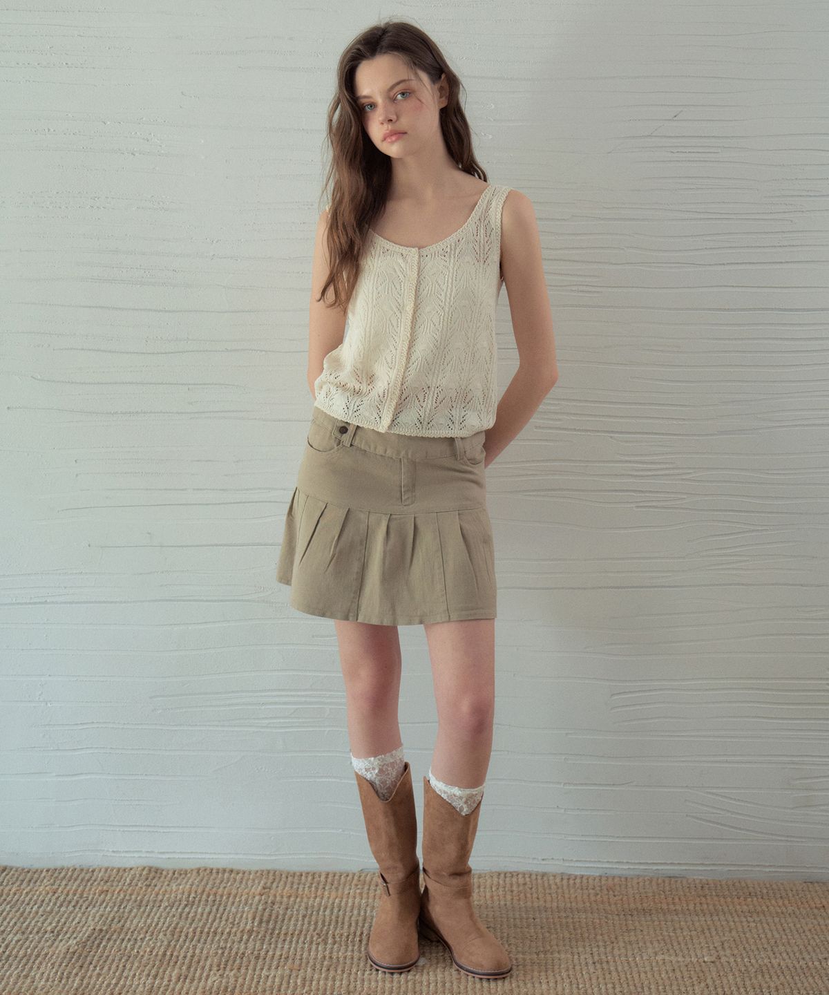 아우어노스텔지아(OURNOSTALGIA) Crochet Sleeveless Knit_Ivory(OC26KN20)