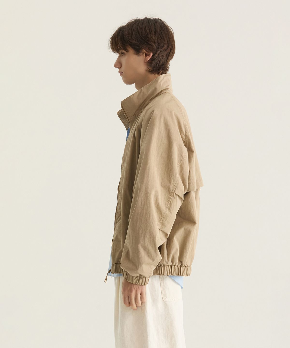 오트밀카페(OATMEAL CAFE) [UNISEX] CN 워싱 바람막이 점퍼 - 베이지