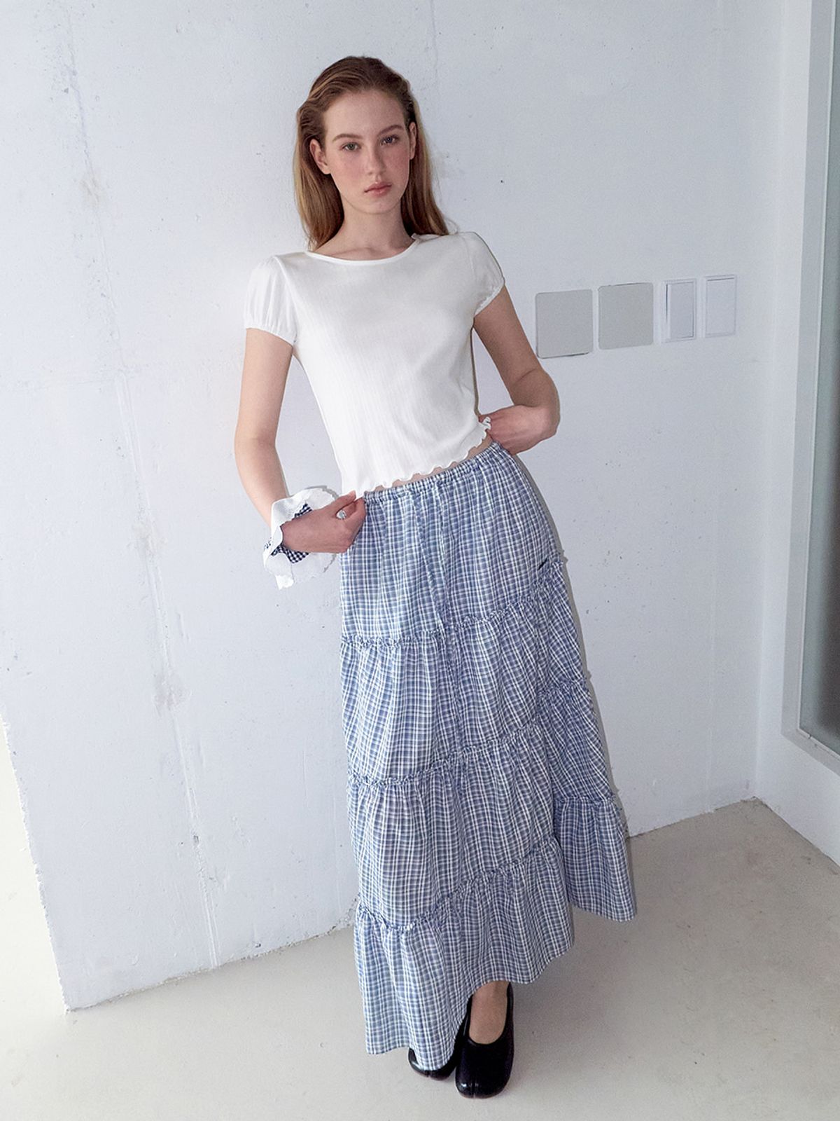 에트몽(ETMON) Eyelet Wave T-Shirt, White
