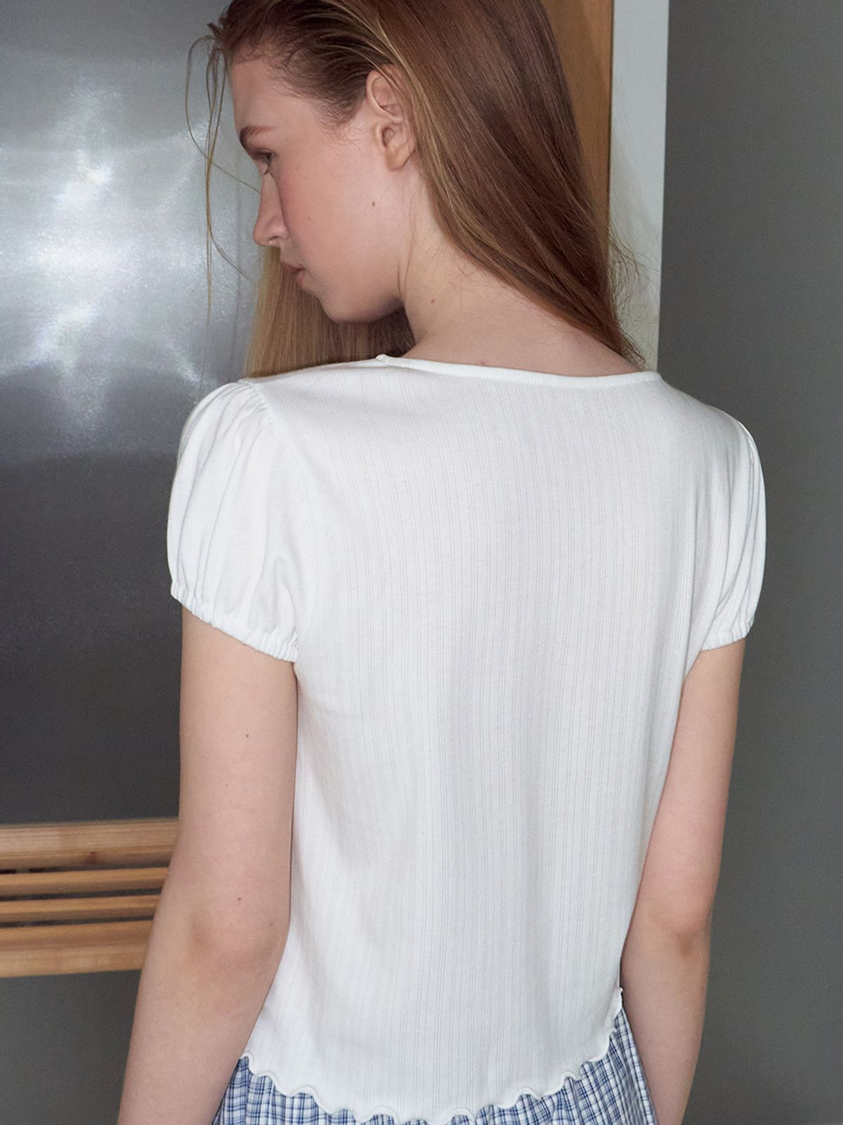 에트몽(ETMON) Eyelet Wave T-Shirt, White