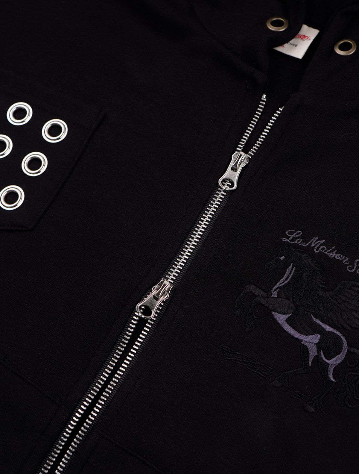 라 메종 스튜디오(LA MAISON STUDIO) EYELET SEVEN HOODIE ZIP-UP BLACK/BLACKGRAY(FCG1ZP696M)