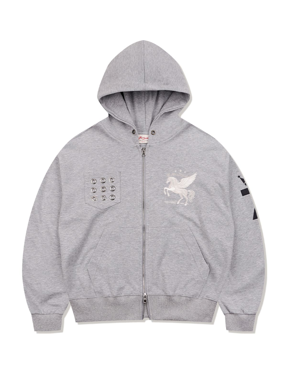 라 메종 스튜디오(LA MAISON STUDIO) EYELET SEVEN HOODIE ZIP-UP MELANGRAY/GRAYCREAM(FCG1ZP696M)