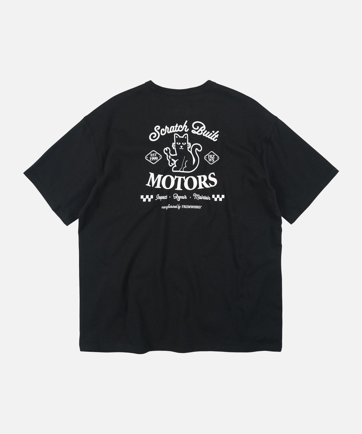 프리즘웍스(FRIZMWORKS) SCRATCH BUILT MOTORS HALF TEE _ BLACK