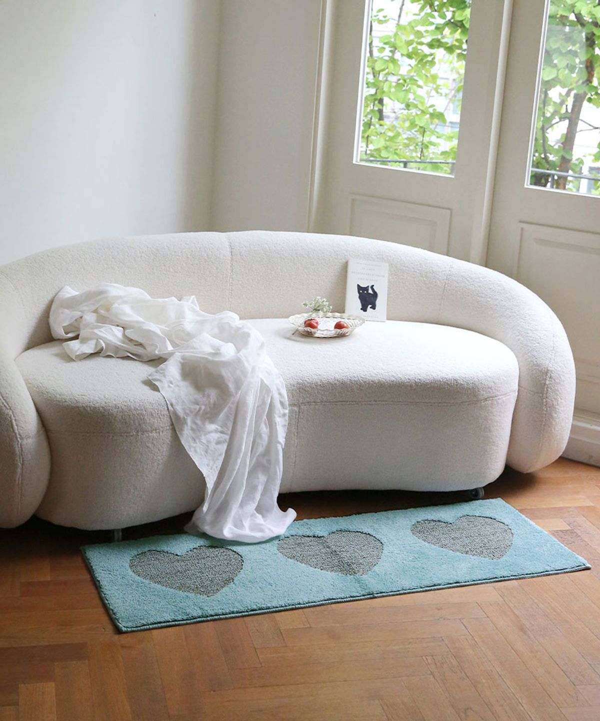 메종드룸룸(MAISON DE ROOMROOM) 스트라이프 하트 발매트&주방매트