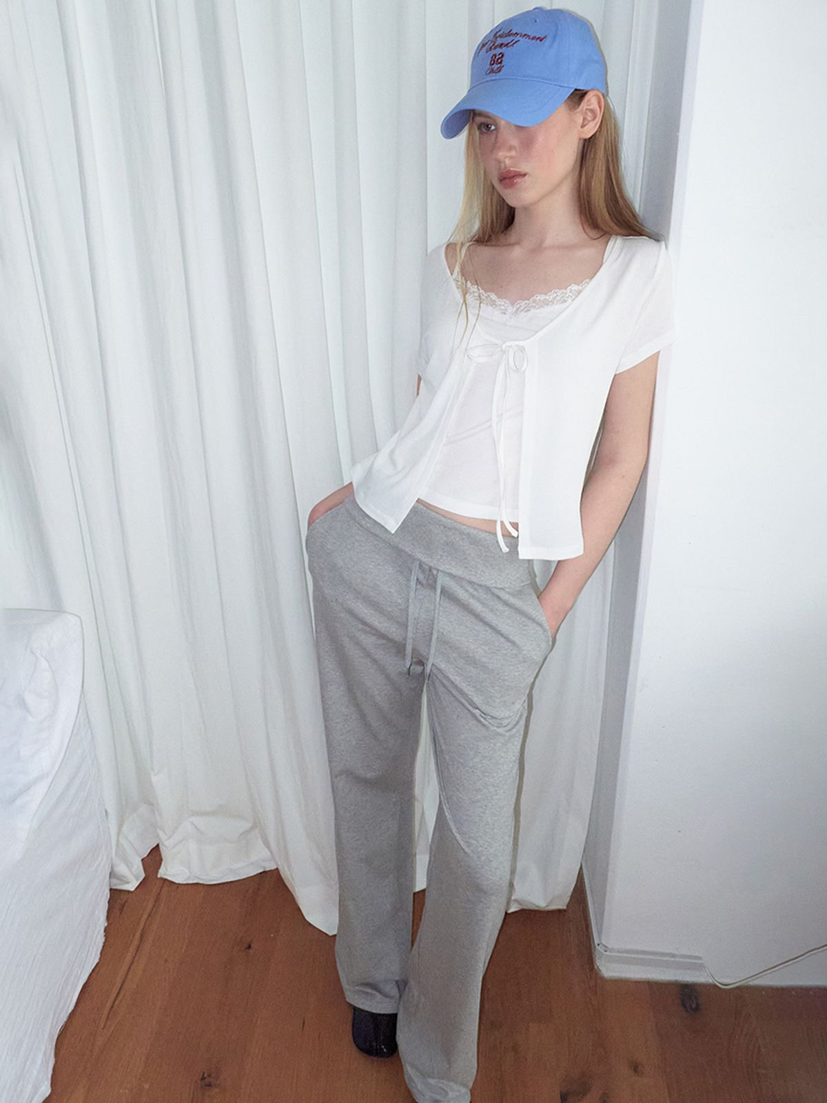 에트몽(ETMON) Fold Strap Pants, Melange Grey