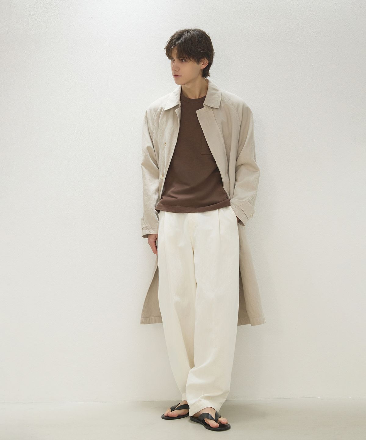 오트밀카페(OATMEAL CAFE) [UNISEX] 다잉 테이퍼드 밴딩 팬츠 - 아이보리