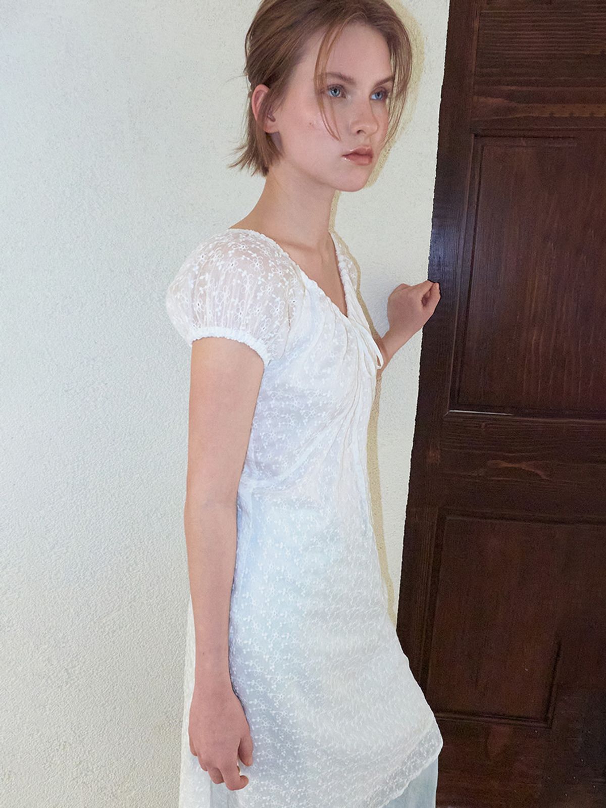 에트몽(ETMON) Flower Layered Dress, White