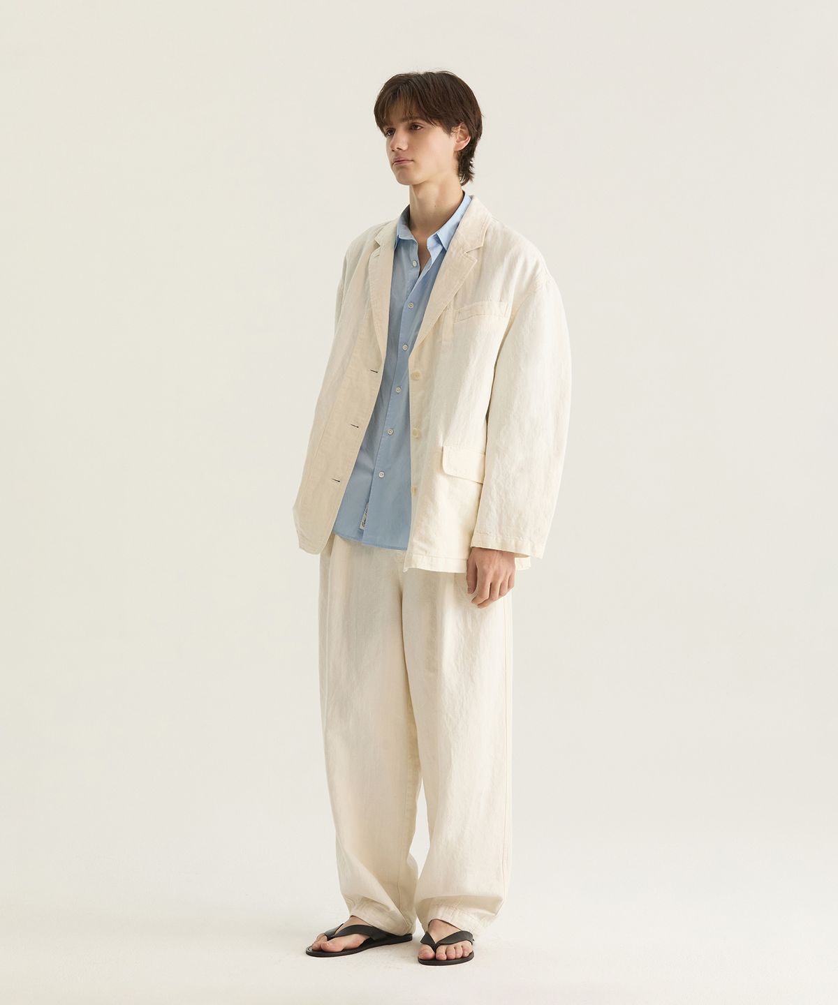 오트밀카페(OATMEAL CAFE) [UNISEX] 다잉 오버사이즈 자켓 - 아이보리