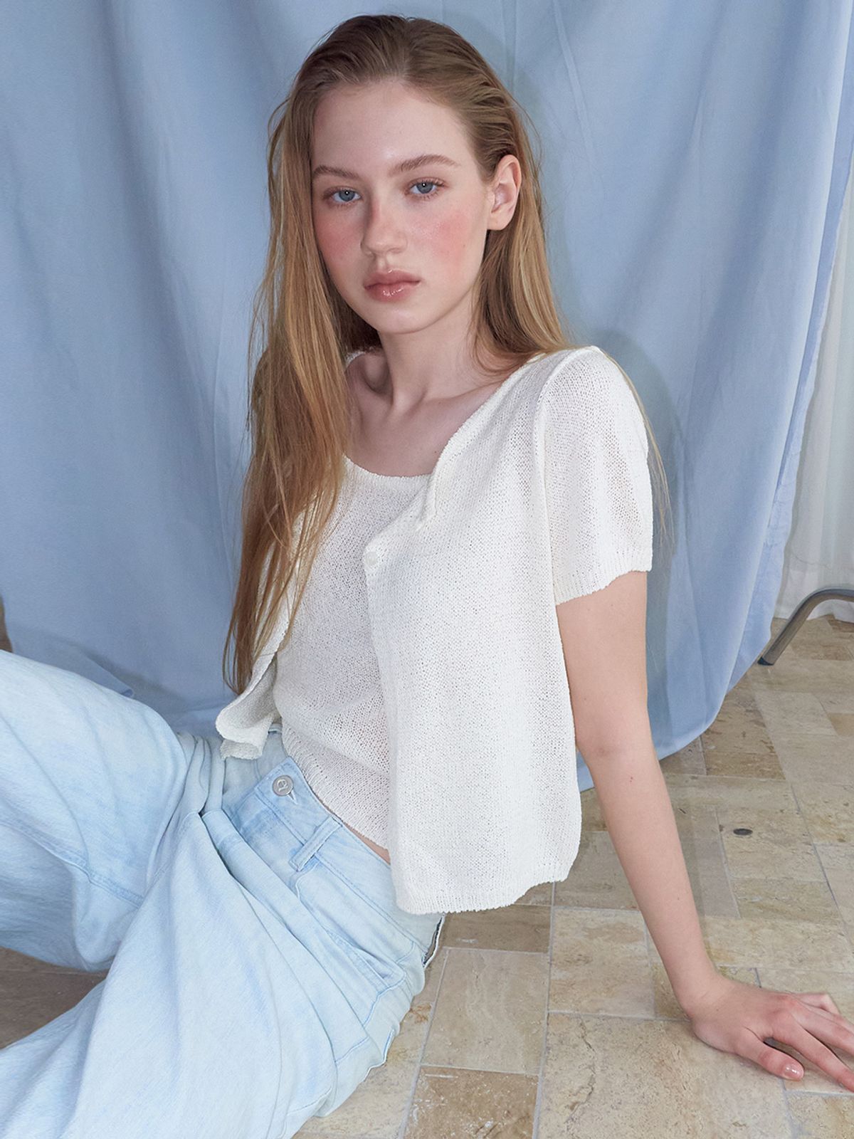 에트몽(ETMON) Two Button Cardigan SET, Ivory